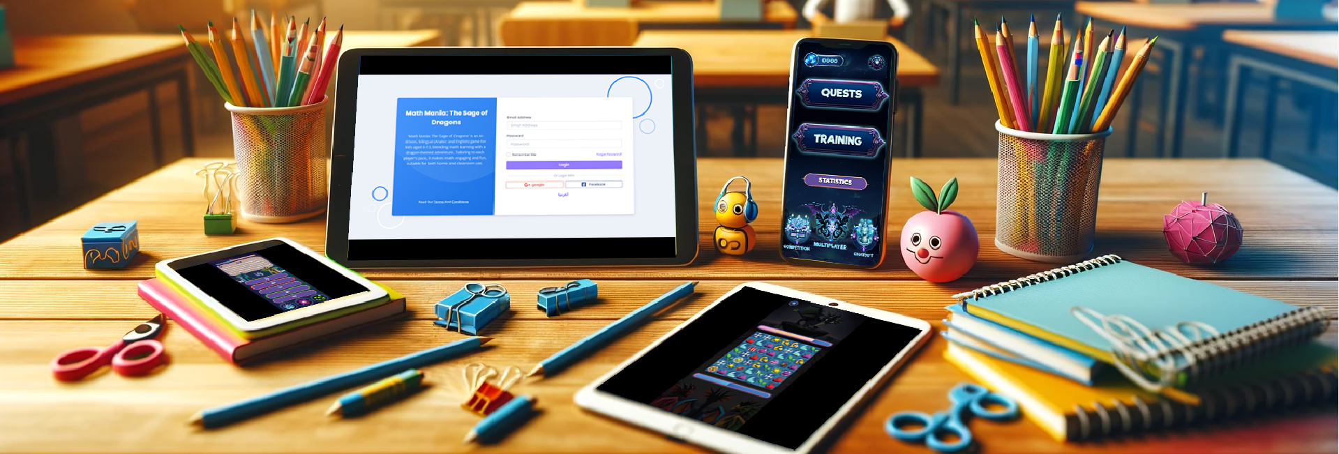 Math Mania math learning app classroom setup for students